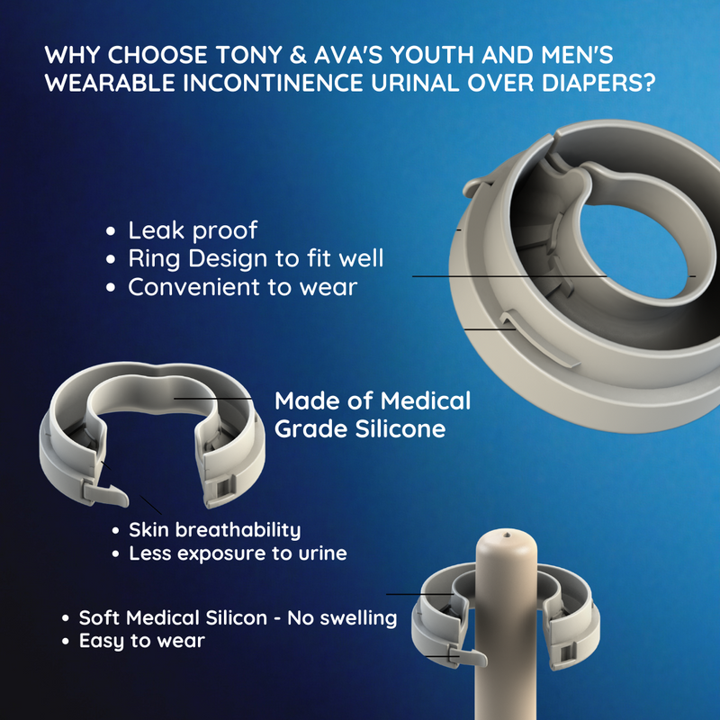 Men and Youth Boys Wearable Urinal for nighttime Incontinence