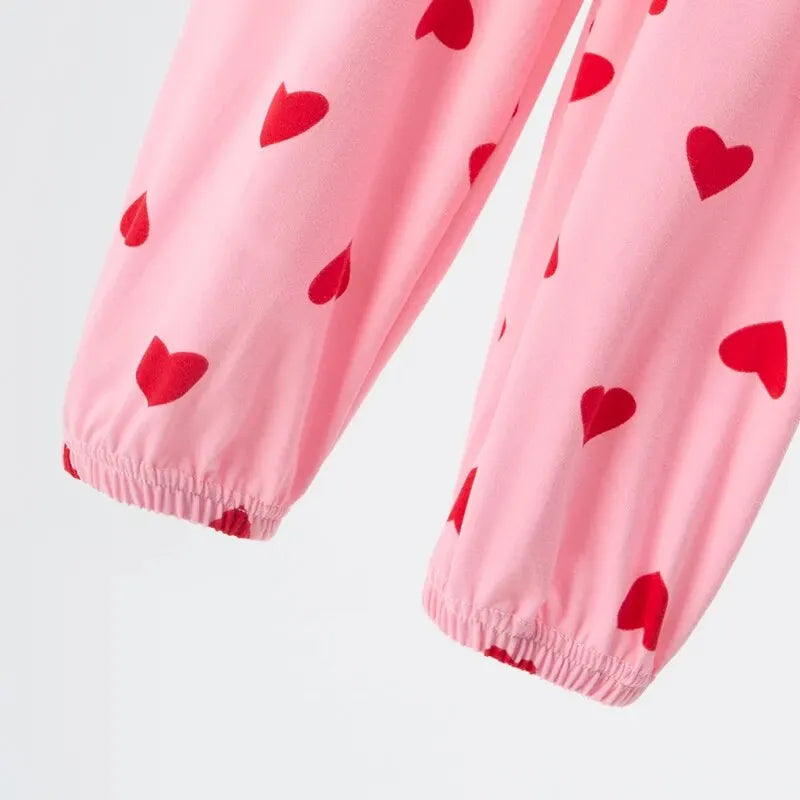 Heart Print Girls' Pajama Set